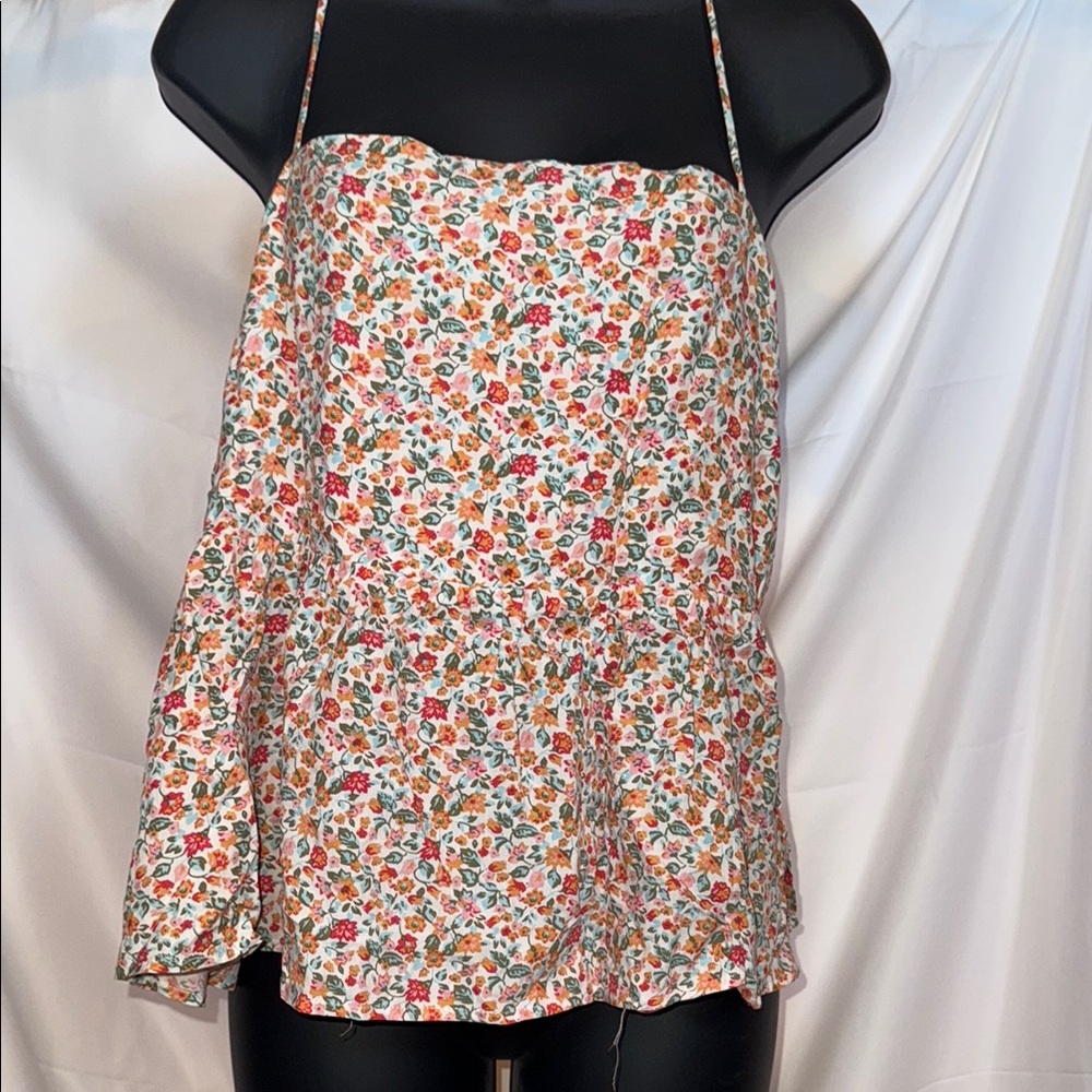 Cream and Pink Tiered Camisole Top